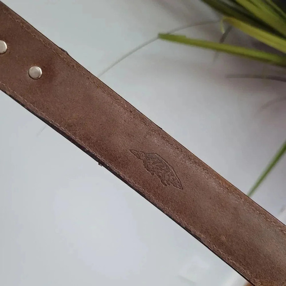 Badger, Brown Leather Silver Tone Fish Design Braided Belt, Men's Size 44 - Picture 12 of 13